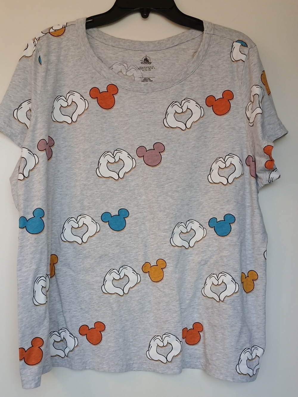 Disney Parks Mickey Mouse Heart Hands T-Shirt Gray Size 2X